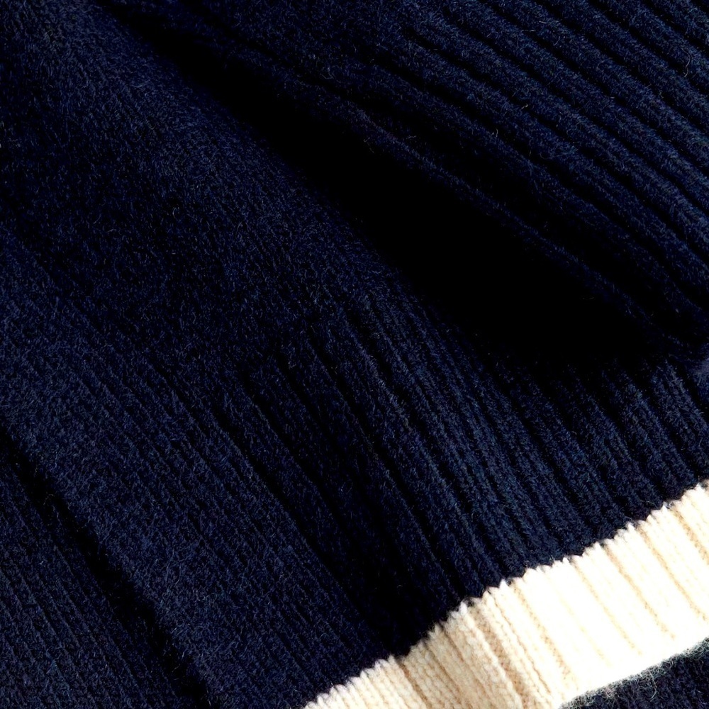 H&M Oversized Knit Polo Sweater, Navy blue/Cream stripes - Picture 2 of 3
